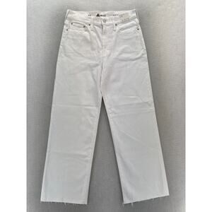 J.Crew Jeans Women's 27 Slim Wide Leg Cropped White‎ Denim High Rise Raw Hem NWT